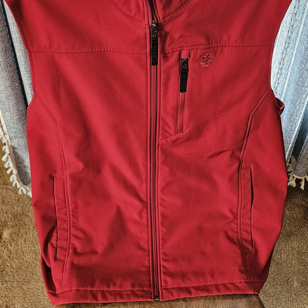IZOD Red Softshell Fleece Lined Vest Full Zip Men's XL